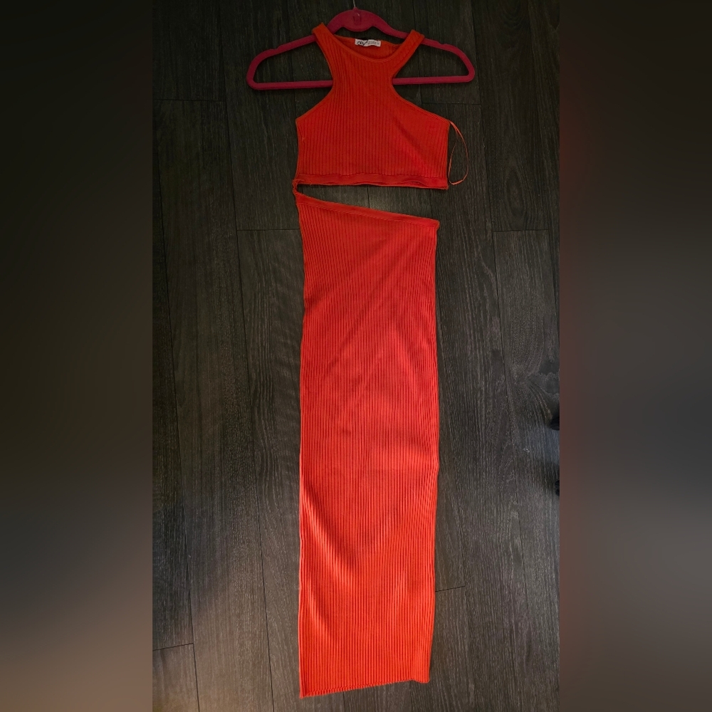 Zara Vibrant Orange Asymmetrical Dress